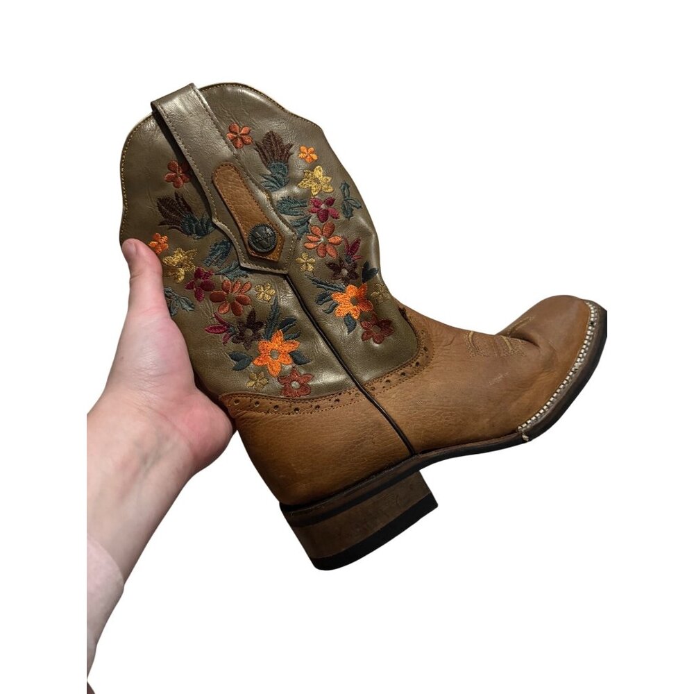 Verthali Cowboy Western Boot Womens Floral Embroidered Size 6.5 Square Toe - Picture 7 of 10